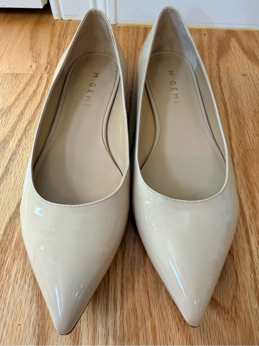 M Gemi Essato Patent Pointed-Toe Ballet Flats in Nude
